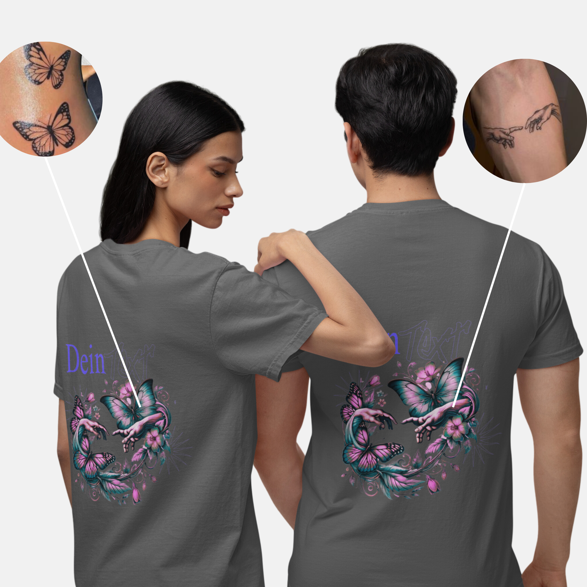 Unisex-Shirt: Kombiniere zwei Tattoos zu deinem persönlichen Design