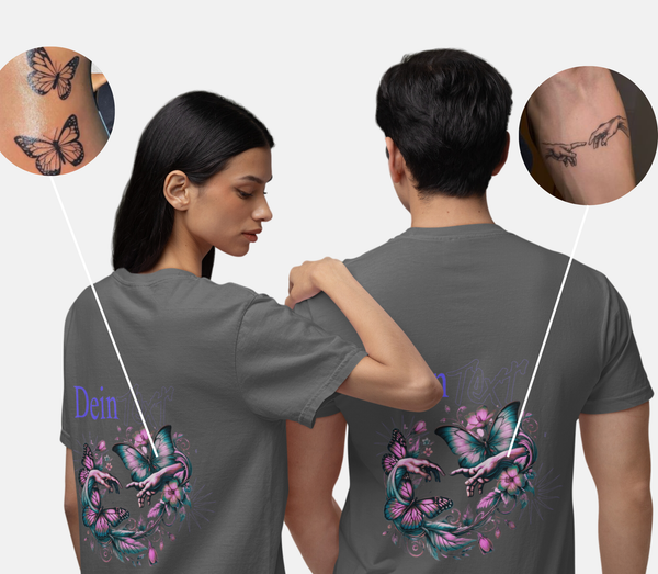 Unisex-Shirt: Kombiniere zwei Tattoos zu deinem persönlichen Design