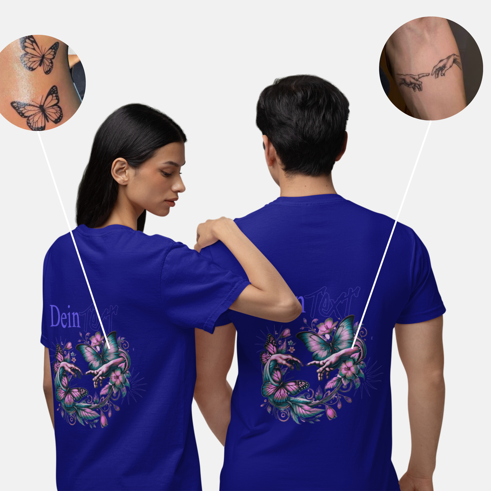 Unisex-Shirt: Kombiniere zwei Tattoos zu deinem persönlichen Design