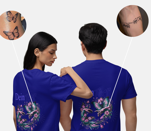 Unisex-Shirt: Kombiniere zwei Tattoos zu deinem persönlichen Design