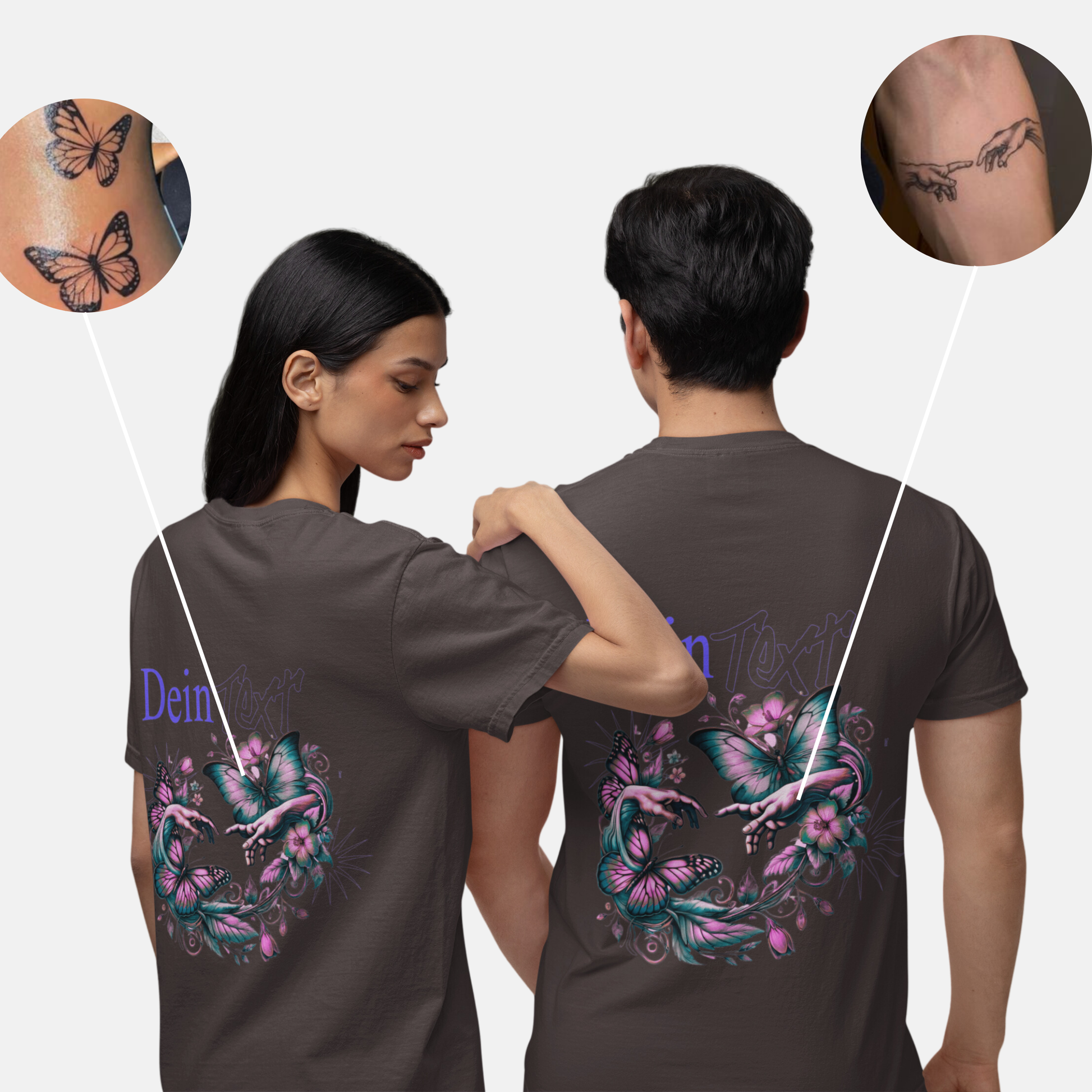 Unisex-Shirt: Kombiniere zwei Tattoos zu deinem persönlichen Design